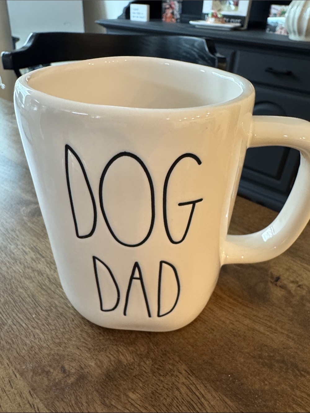 Rae Dunn White 'DOG DAD' Mug with Black Lettering